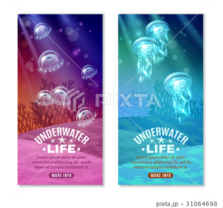 Underwater Colorful Banners Set Underwater Colorful Banners Set 31064698