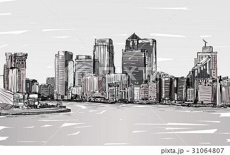 sketch cityscape of London, England, show skyline のイラスト素材 