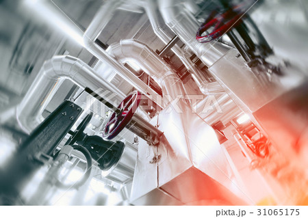 Various mechanisms and metal pipes. Toned im 31065175