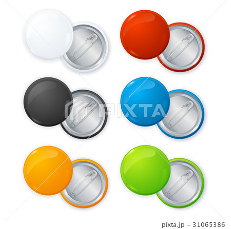 Realistic Empty Color Blank Circle Button Badge 31065386