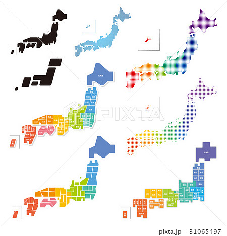 日本地図 デザイン セットのイラスト素材