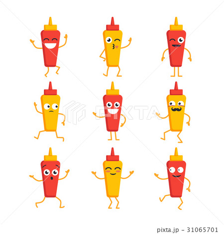 Ketchup and Mustard- vector set of mascot 31065701