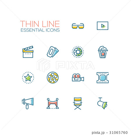 Cinema and movie line icons set 31065760