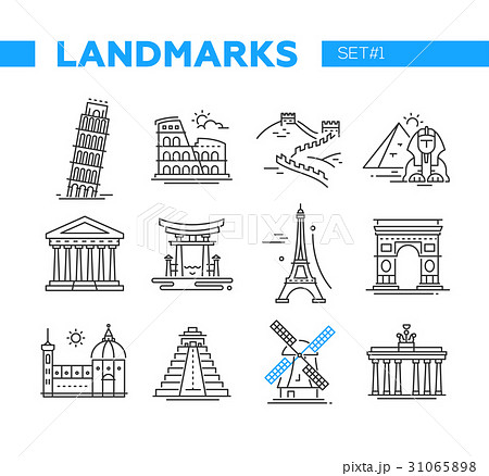 World Famous Landmarks - line design icons set World Famous Landmarks - line design icons set 31065898