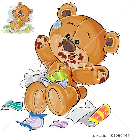 Vector brown teddy bear sweet tooth ate a lot of 31066447