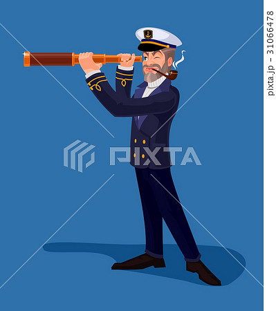 Sea captain smoking a pipe and looking through 31066478