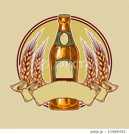 Vector vintage template for cold beer advertising. 31066492