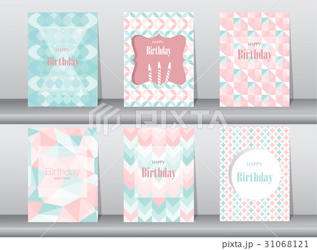 Set of birthday card on retro pattern design,vinta Set of birthday card on retro pattern design,vinta 31068121