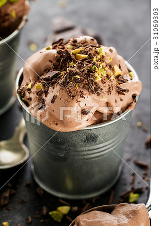 Tasty appetizing creamy chocolate ice cream  31069303