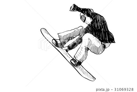 sketch of Snow board man riding sketch of Snow board man riding 31069328
