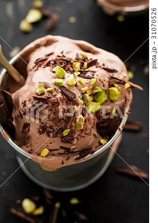 Tasty appetizing creamy chocolate ice cream Tasty appetizing creamy chocolate ice cream 31070526