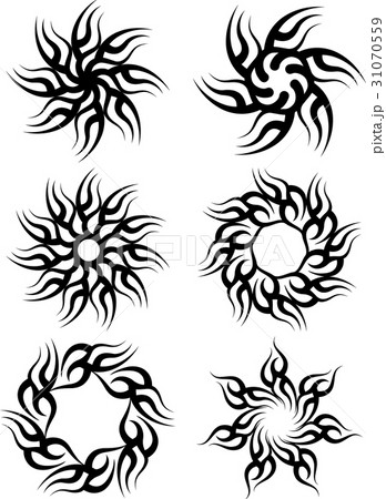 Tattoo Sun Flame Tribal Designのイラスト素材