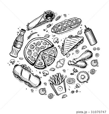 Fast food hand drawn vintage design 31070747