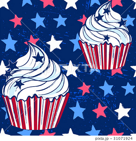Ink hand drawn vector cupcake seamless pattern  31071924