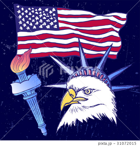 Ink hand drawn 4th of July set with main symbols 31072015