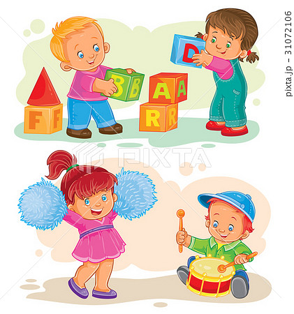 Set of vector icons little children playing with Set of vector icons little children playing with 31072106