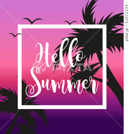 Hello summer template for poster in white frame on 31072134