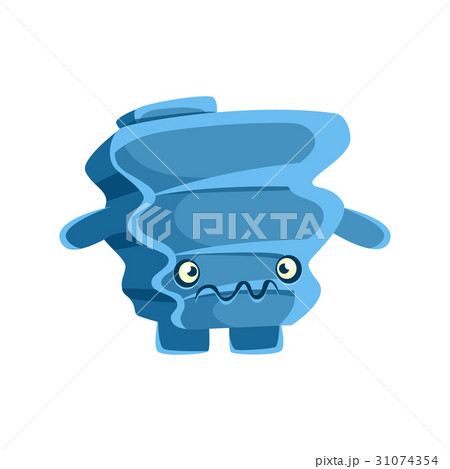 Cute blue suspicious rock element. Cartoon 31074354