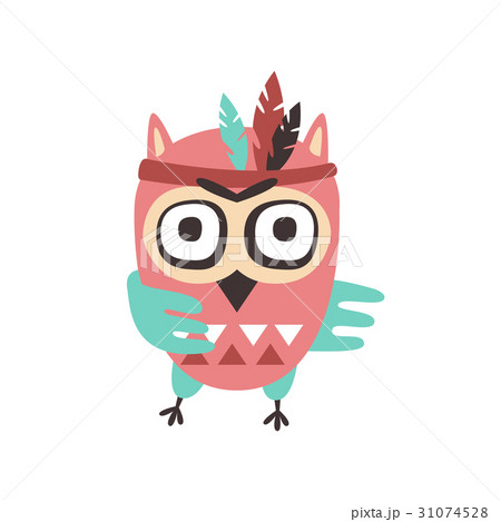 Cute cartoon owl bird with feathers on its head Cute cartoon owl bird with feathers on its head 31074528