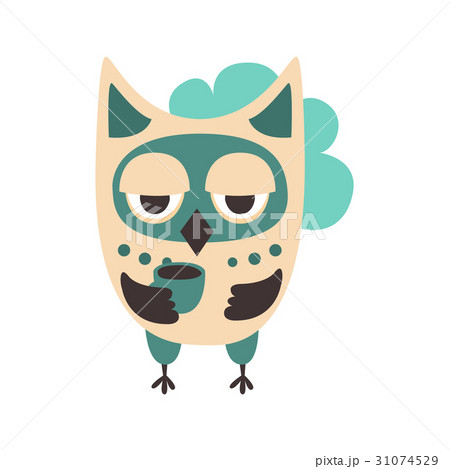 Sad cartoon owl bird colorful character vector Sad cartoon owl bird colorful character vector 31074529