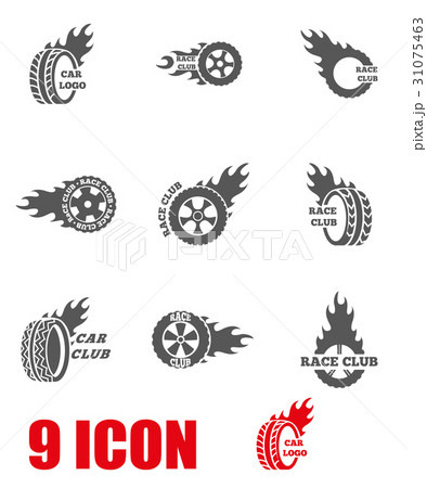 Vector black Racing labels icon set Vector black Racing labels icon set 31075463