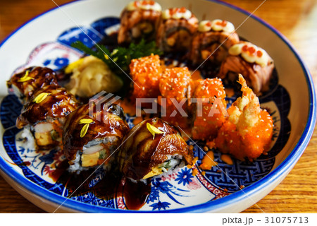 Variety of famous Sushi Rolls Variety of famous Sushi Rolls 31075713