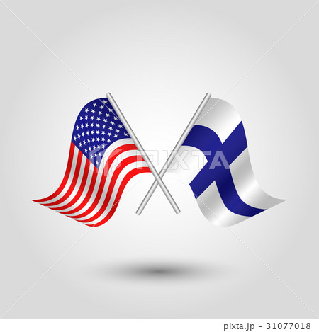 vector two crossed american and finnish flagsのイラスト素材 [31077018] - PIXTA