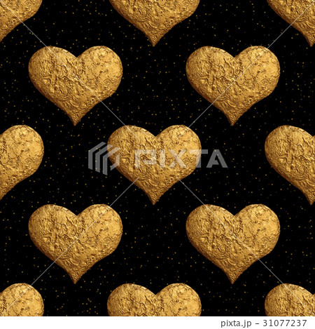 Gold heart hand painted pattern. Vintage love 31077237