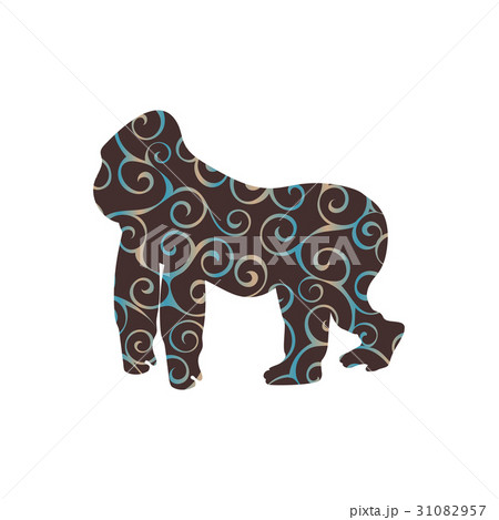 Gorilla monkey primater color silhouette animal Gorilla monkey primater color silhouette animal 31082957