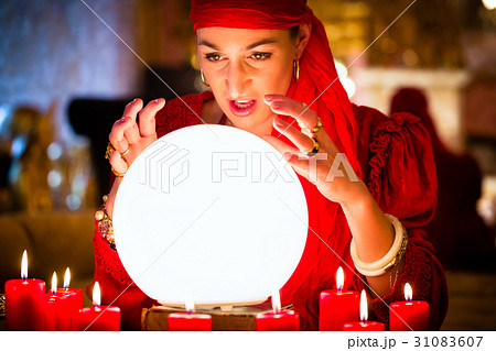 Fortuneteller at Seance with Crystal ball Fortuneteller at Seance with Crystal ball 31083607