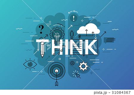 Thin line flat design banner for think web page 31084367