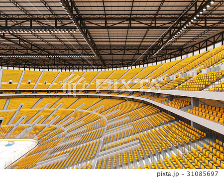 Large modern ice hockey arena with yellow seats Large modern ice hockey arena with yellow seats 31085697