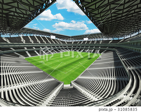 Large soccer football Stadium with black seats Large soccer football Stadium with black seats 31085835