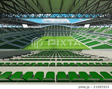 Large soccer football Stadium with green seats Large soccer football Stadium with green seats 31085924