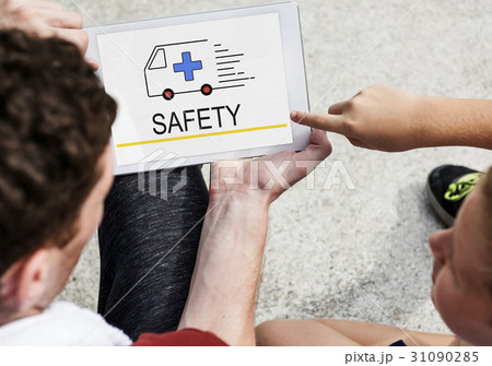 Emergency Ambulance Vehicle Healthcare Icon Word 31090285