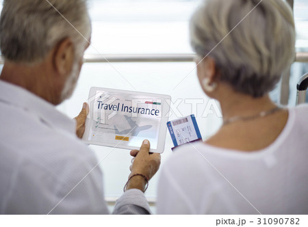 Old couple travel insurance webpage Old couple travel insurance webpage 31090782