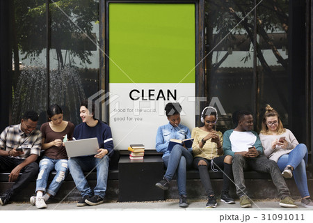 Network connection graphic overlay banner on wall 31091011