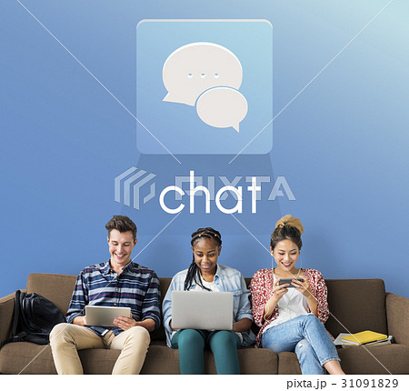 People Laptop Chat Conversation Bubble Graphic People Laptop Chat Conversation Bubble Graphic 31091829