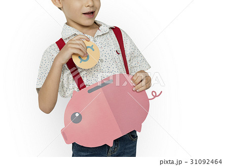 A Boy Saving Money Background Studio Portrait A Boy Saving Money Background Studio Portrait 31092464