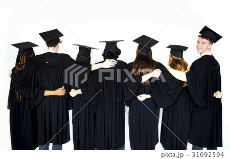 Happiness group of graduated students celebration in rear view 31092594