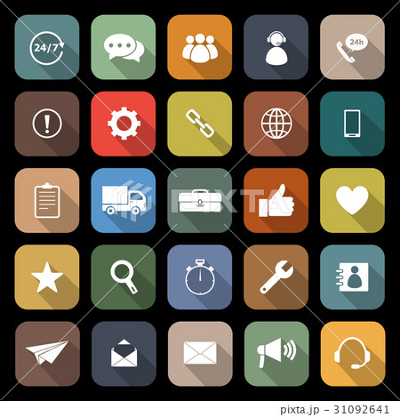 Customer service flat icons with long shadow 31092641