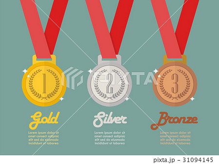 Gold silver and bronze medals infographic 31094145