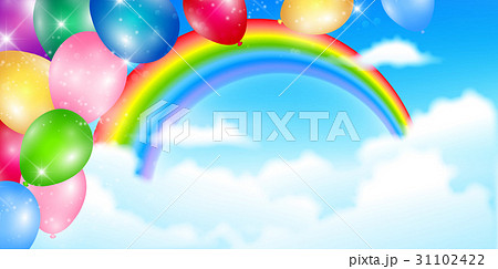 風船 虹 空 背景のイラスト素材 31102422 Pixta