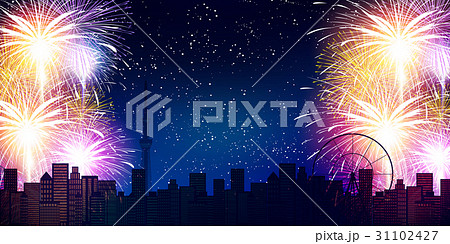 花火　夜空　夏　背景  31102427
