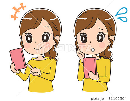 スマホを使う女性のイラスト 31102504