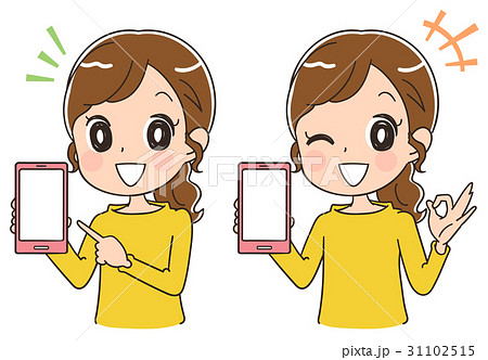 スマホを案内する女性のイラスト スマホを案内する女性のイラスト 31102515