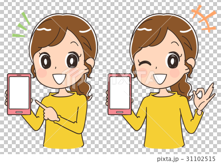 スマホを案内する女性のイラスト スマホを案内する女性のイラスト 31102515