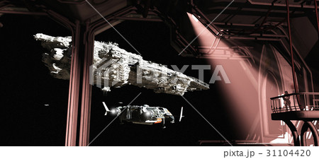 Battle Cruiser and Scout Ship Leaving Space Docks 31104420