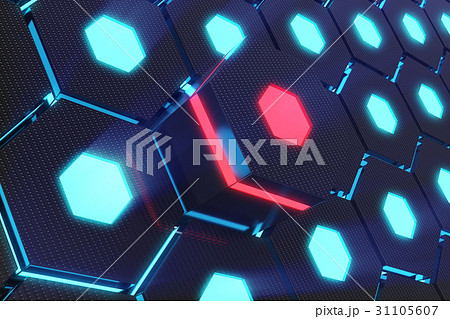 Blue abstract hexagonal glowing background 31105607