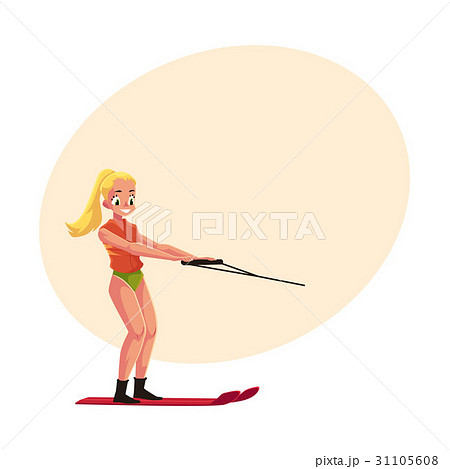 Pretty woman, girl water skiing, enjoying summer 31105608